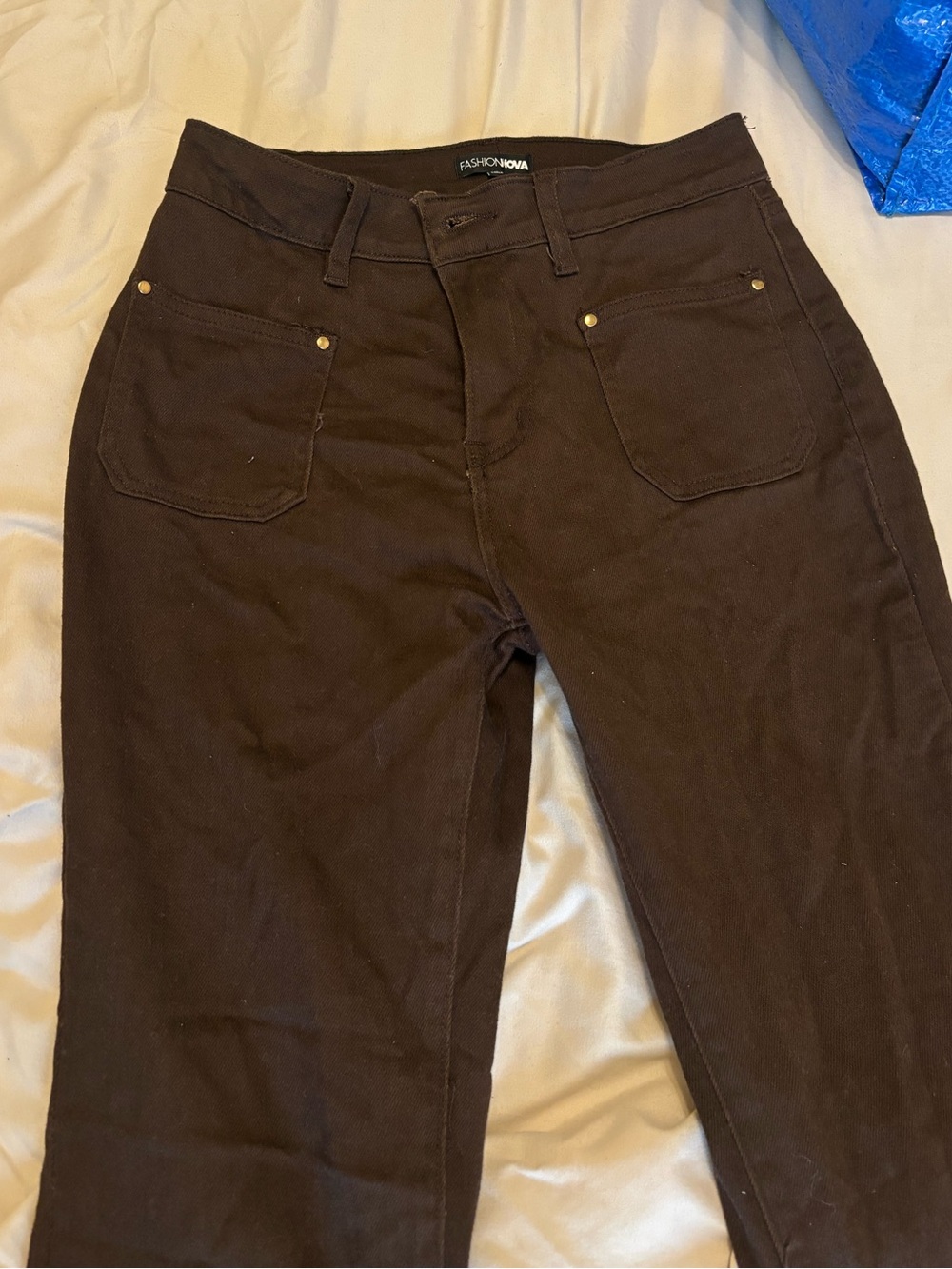 Fashion Nova Brown High-Rise Straight Leg Jeans